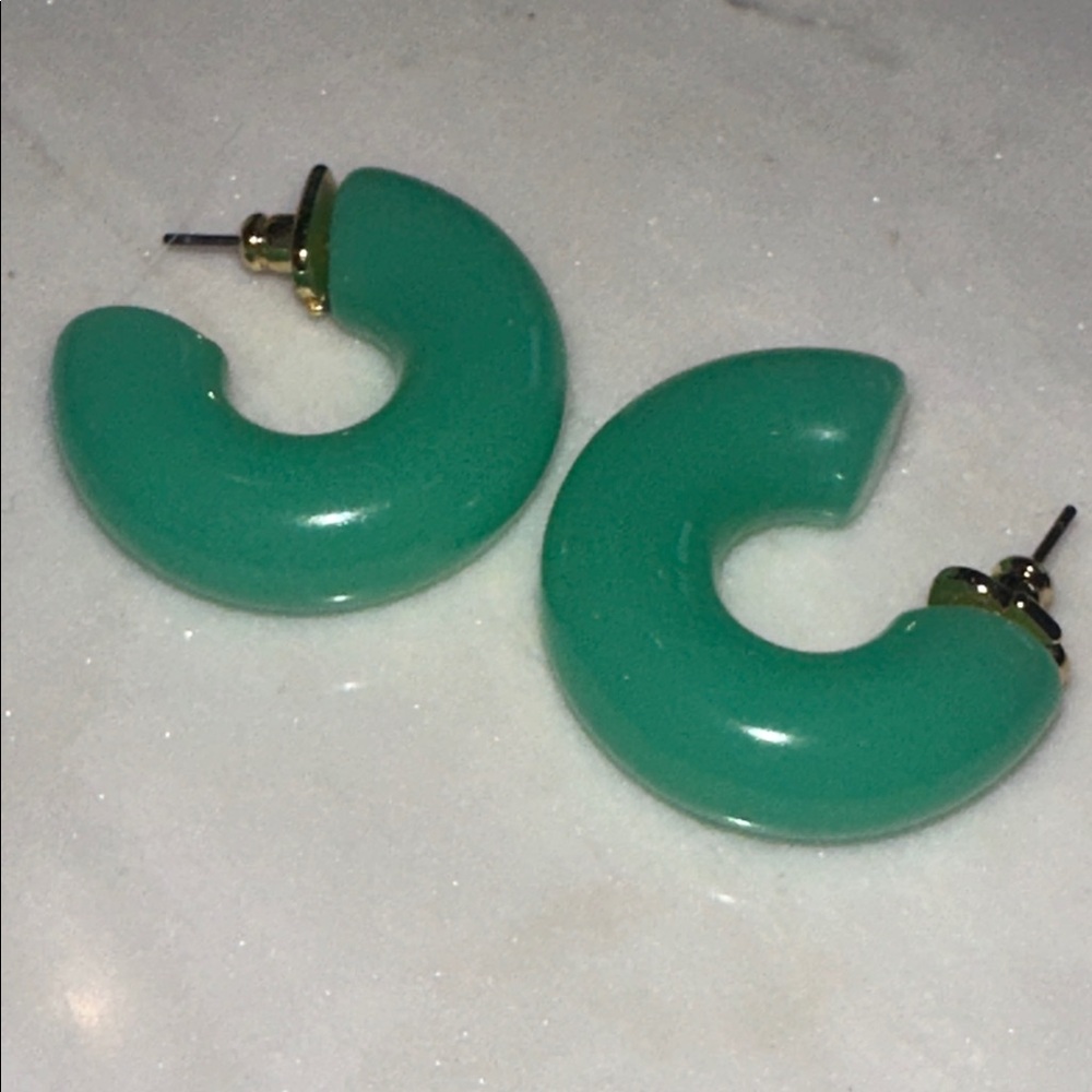 Kate Spade Pool Jelly Green Hoop Earrings - Picture 2 of 2